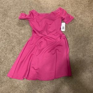 Just Fab Hot Pink Stretch Fit Flare Dress Size Medium
